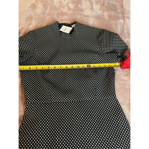 NWT JCrew Mock Neck Jacquered Sheath Dress Black/ Metallic Gold Short Sleeve Siz - Picture 6 of 13